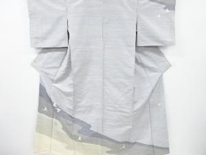 リサイクル　霞取りに群鶴模様織り出し手織り紬訪問着